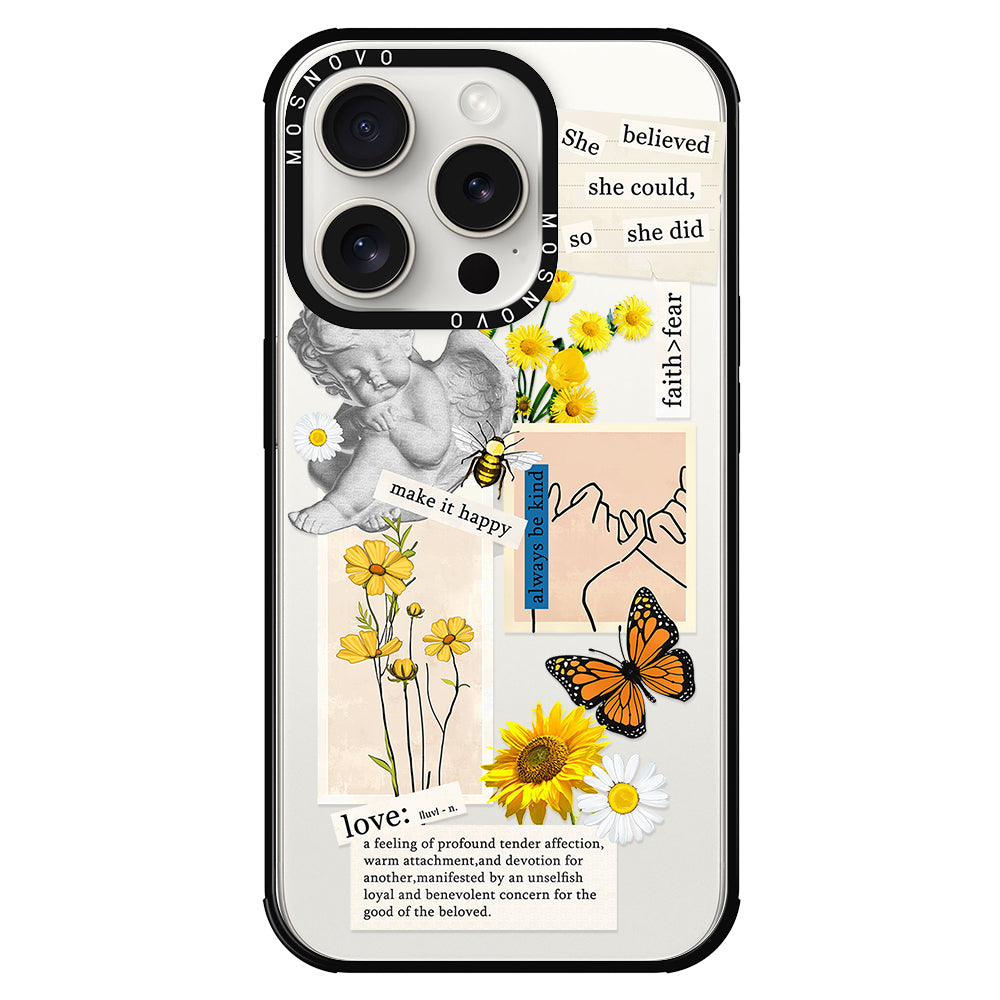Vintage Collage Sunflower Butterfly Phone Case - iPhone 15 Pro Case - MOSNOVO