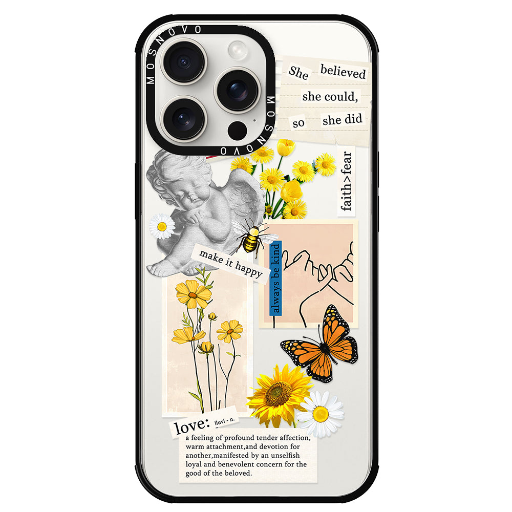 Vintage Collage Sunflower Butterfly Phone Case - iPhone 15 Pro Max Case - MOSNOVO