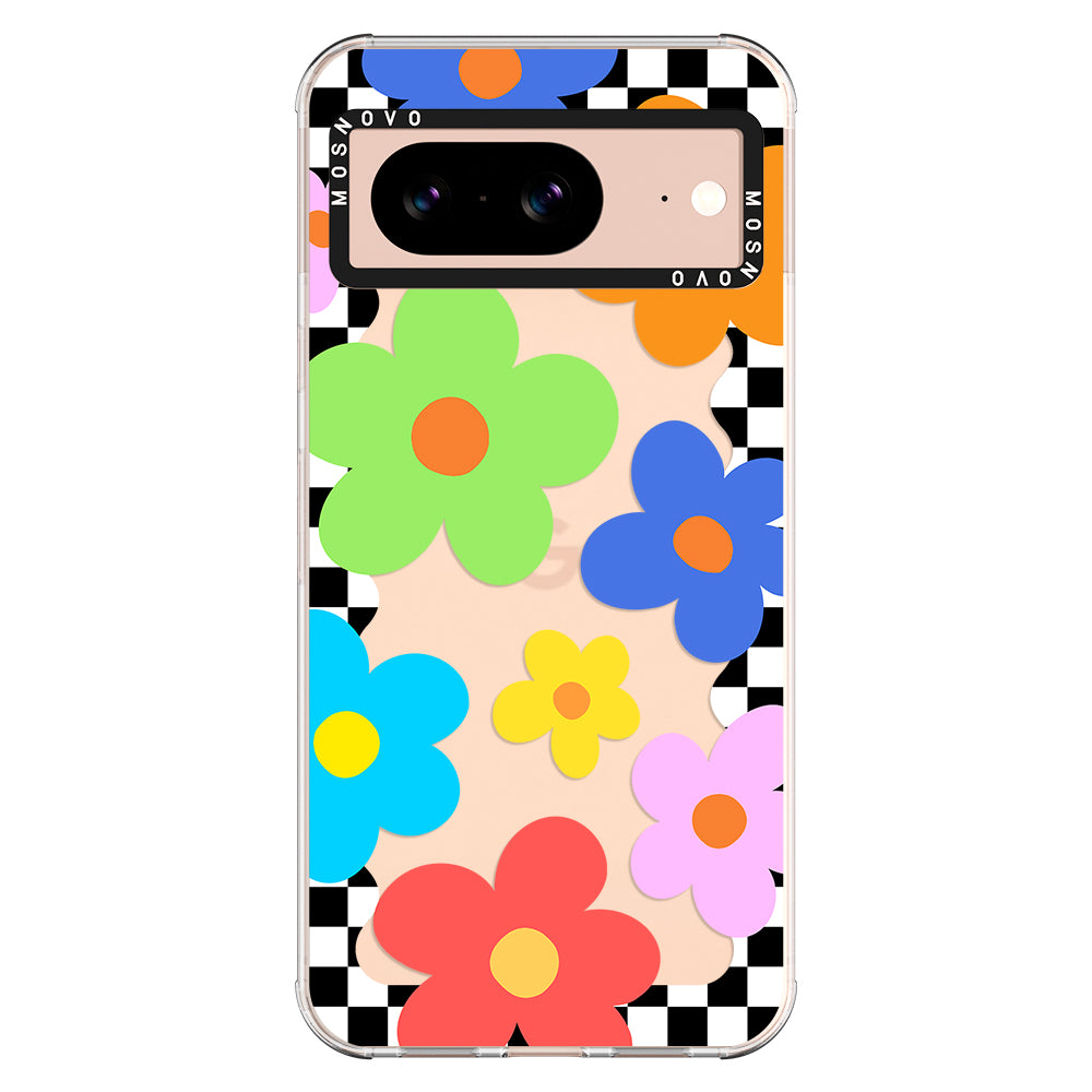 60's Checkered Floral Phone Case - Google Pixel 8 Case - MOSNOVO