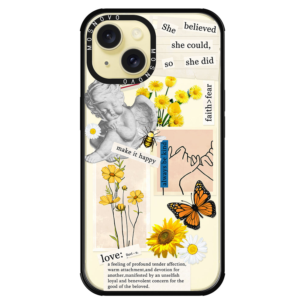 Vintage Collage Sunflower Butterfly Phone Case - iPhone 15 Case - MOSNOVO