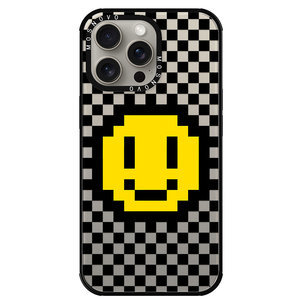 Smile Checkered Phone Case - iPhone 15 Pro Max Case - MOSNOVO