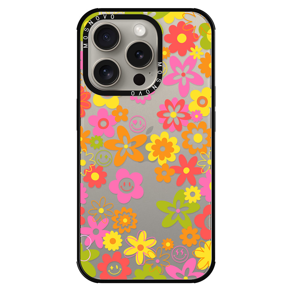 70's Groovy Floral Phone Case - iPhone 15 Pro Case - MOSNOVO