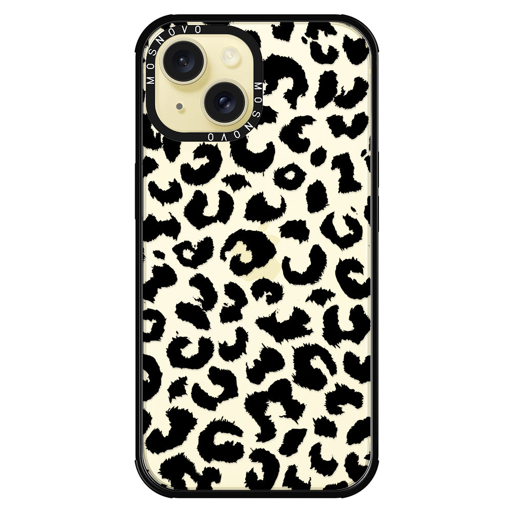 Black Leopard Print Phone Case iPhone 15 Plus Case MOSNOVO