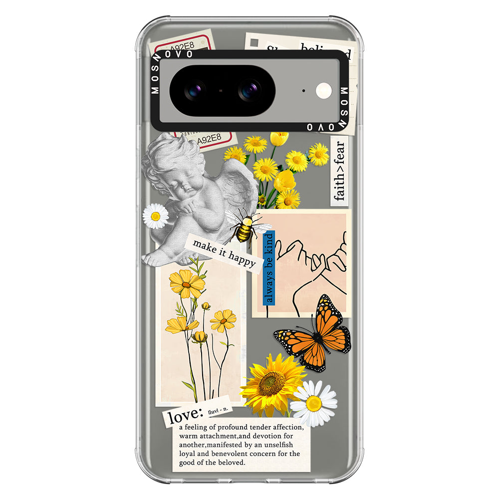 Vintage Collage Sunflower Butterfly Phone Case - Google Pixel 8 Case - MOSNOVO