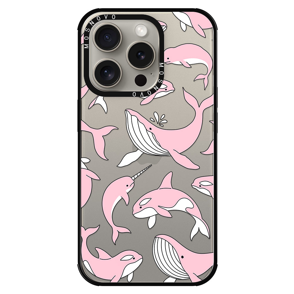 Pink Whales Phone Case - iPhone 15 Pro Case - MOSNOVO
