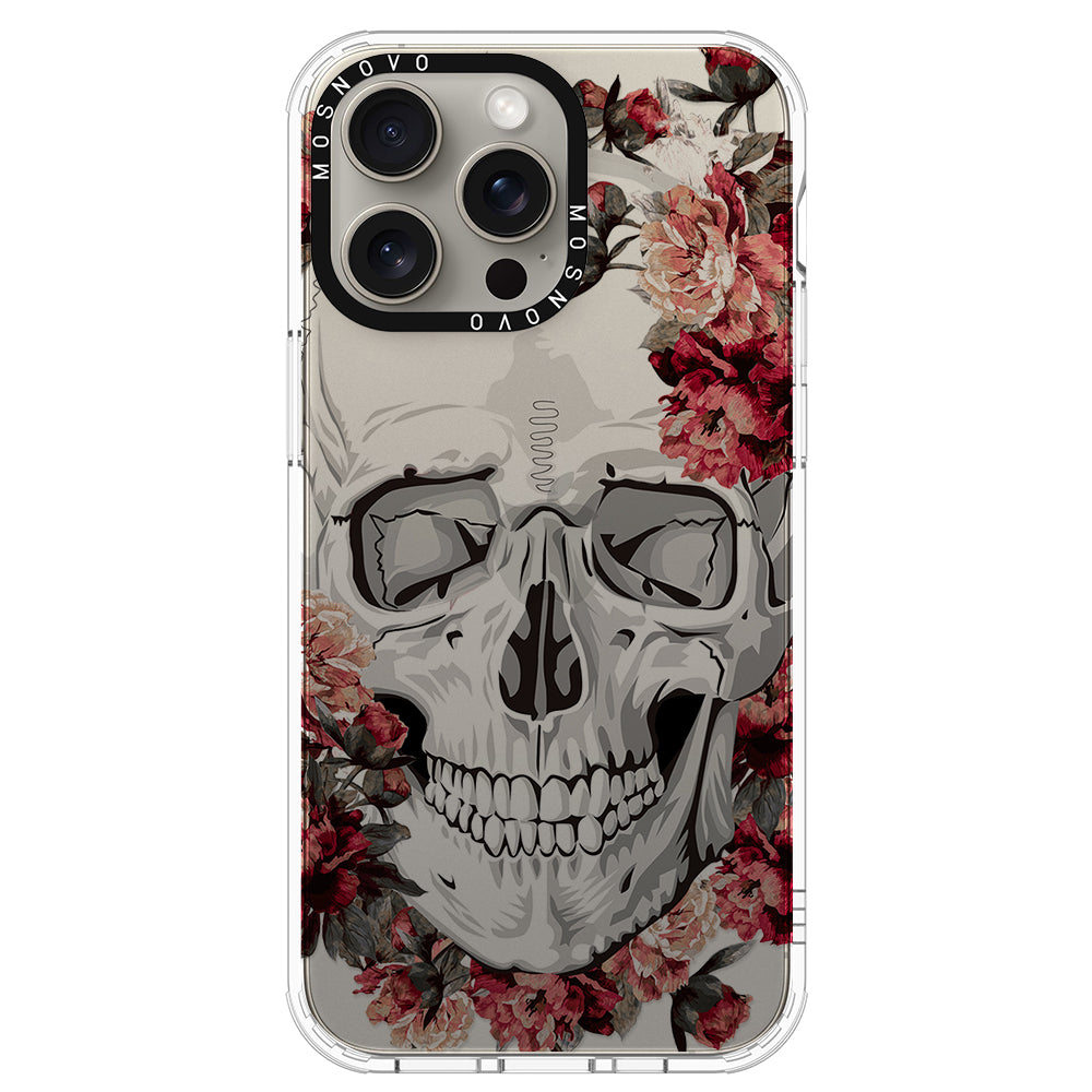 Red Flower Skull Phone Case - iPhone 15 Pro Max Case - MOSNOVO