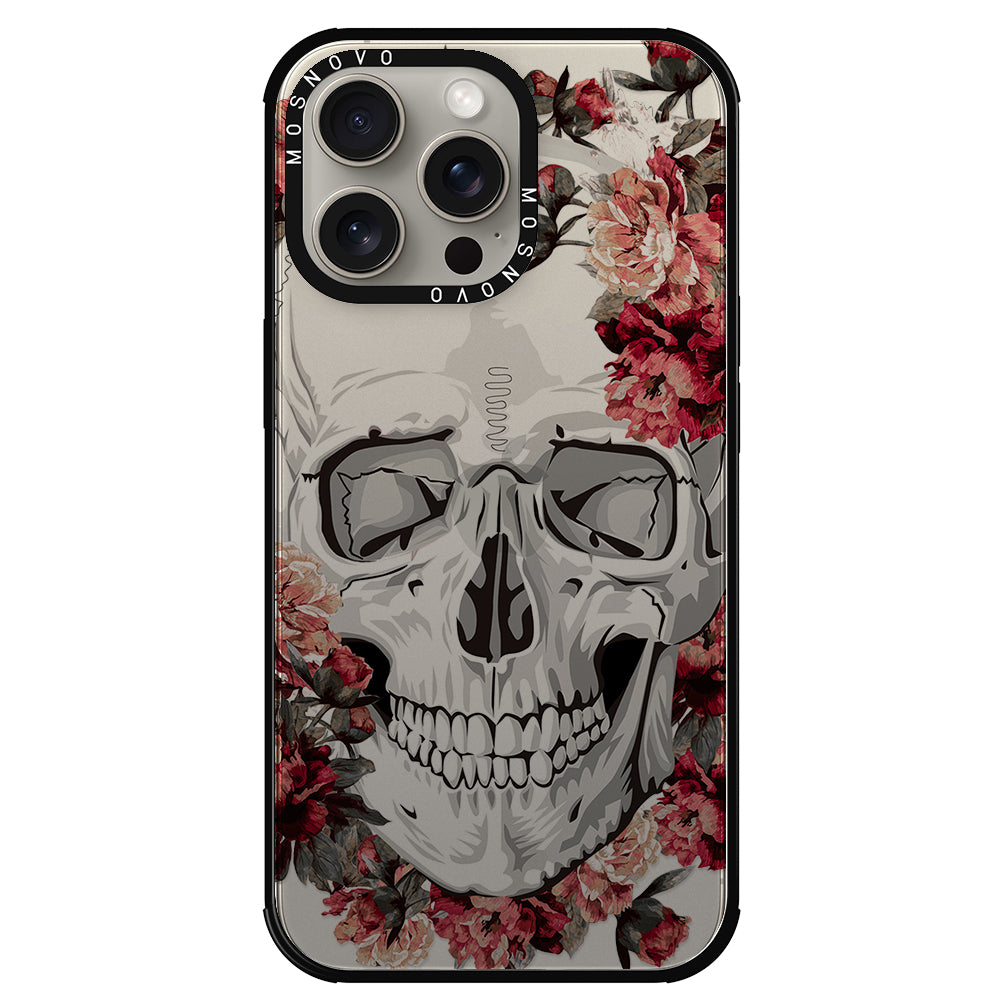 Red Flower Skull Phone Case - iPhone 15 Pro Max Case - MOSNOVO
