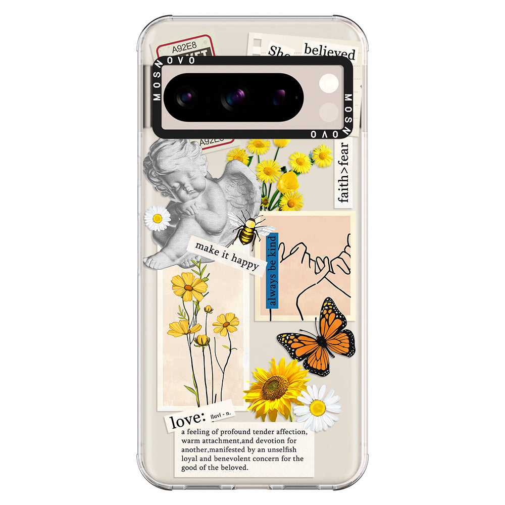 Vintage Collage Sunflower Butterfly Phone Case - Google Pixel 8 Pro Case - MOSNOVO