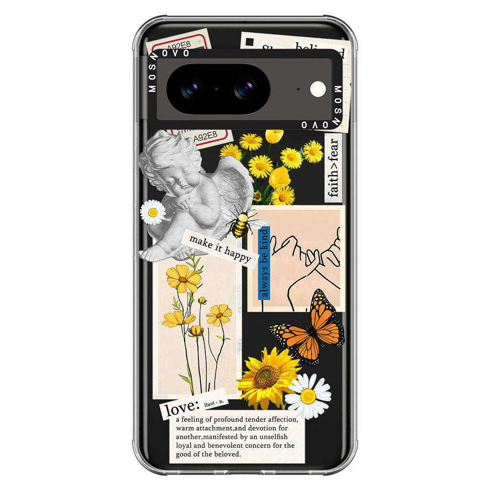 Vintage Collage Sunflower Butterfly Phone Case - Google Pixel 8 Case - MOSNOVO