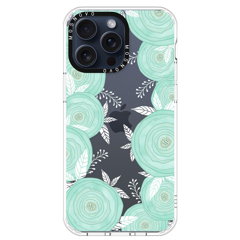 Mint Flower Phone Case - iPhone 15 Pro Max Case - MOSNOVO