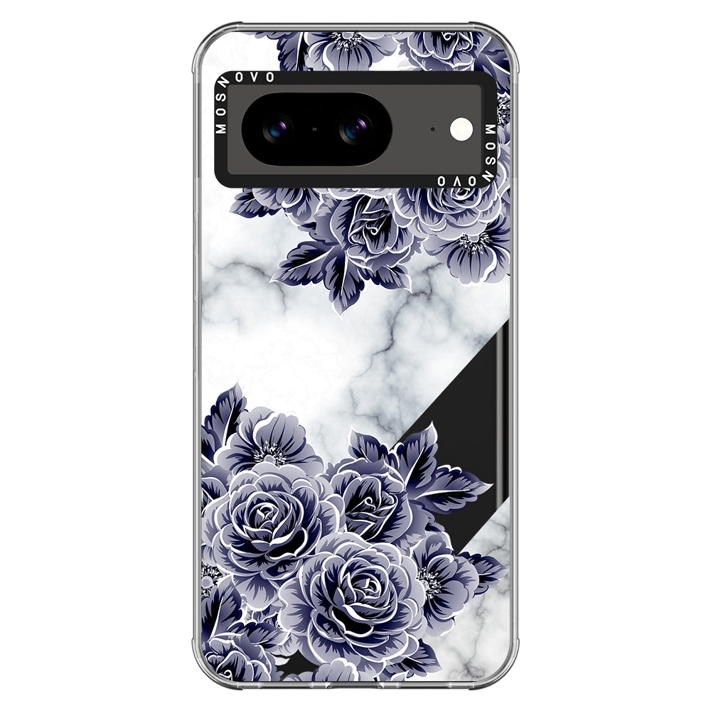 Marble with Purple Flowers Phone Case - Google Pixel 8 Case - MOSNOVO