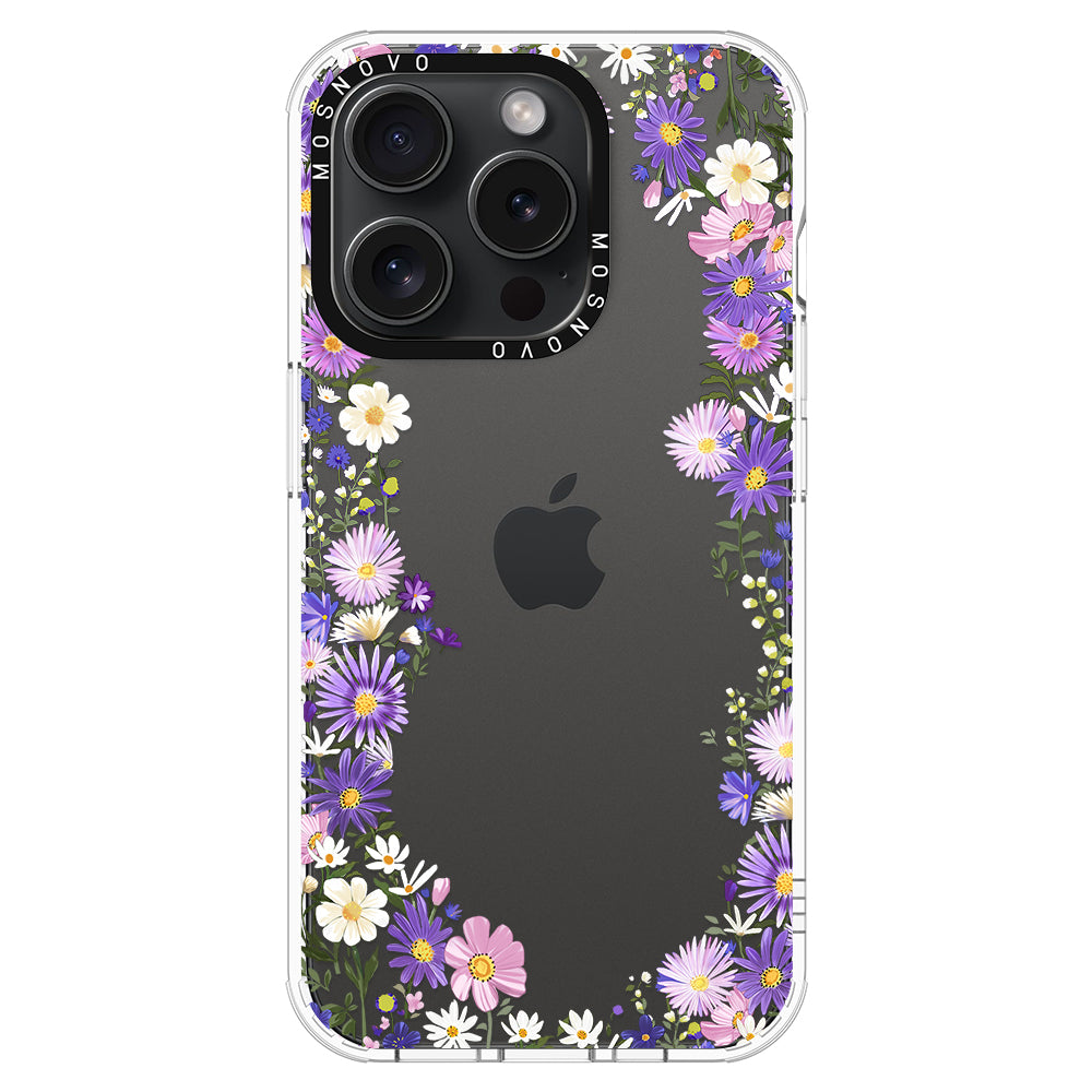 Purple Daisy Garden Phone Case - iPhone 15 Pro Case - MOSNOVO