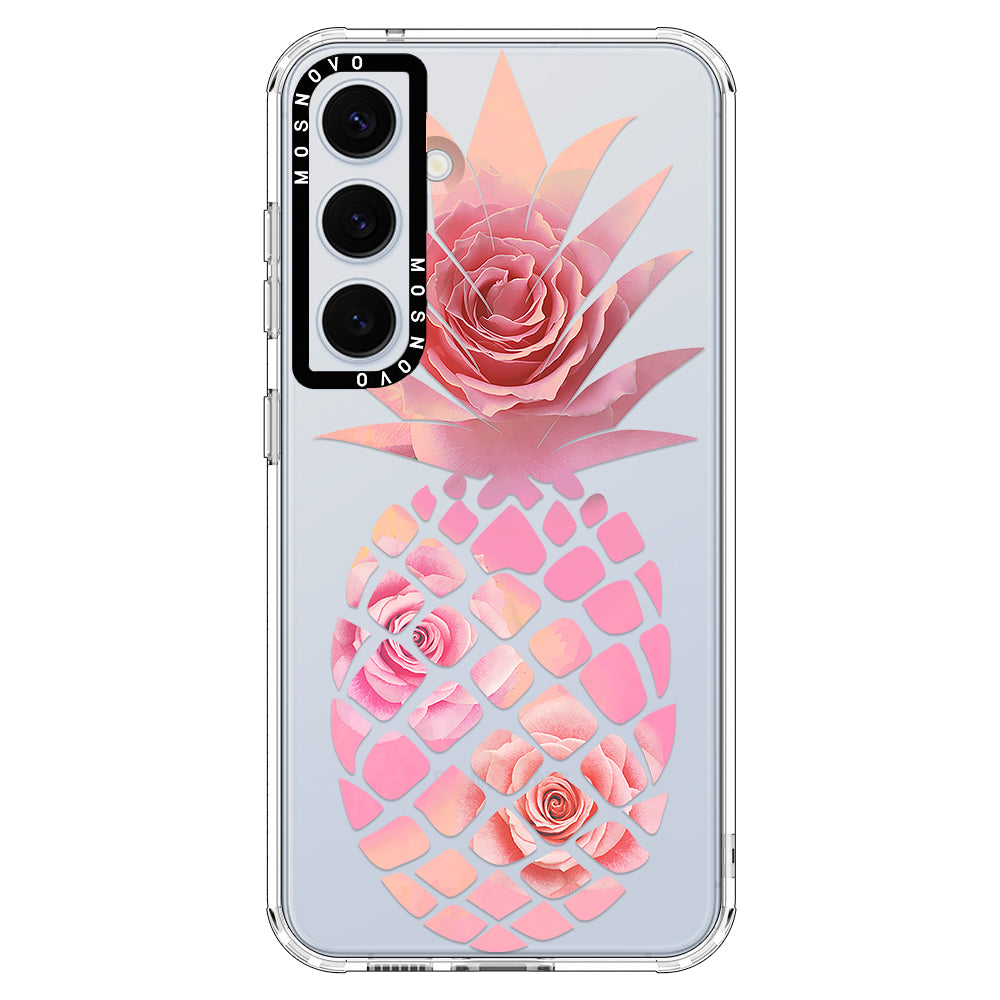Pink Floral Pineapple Phone Case - Samsung Galaxy S24 Case - MOSNOVO