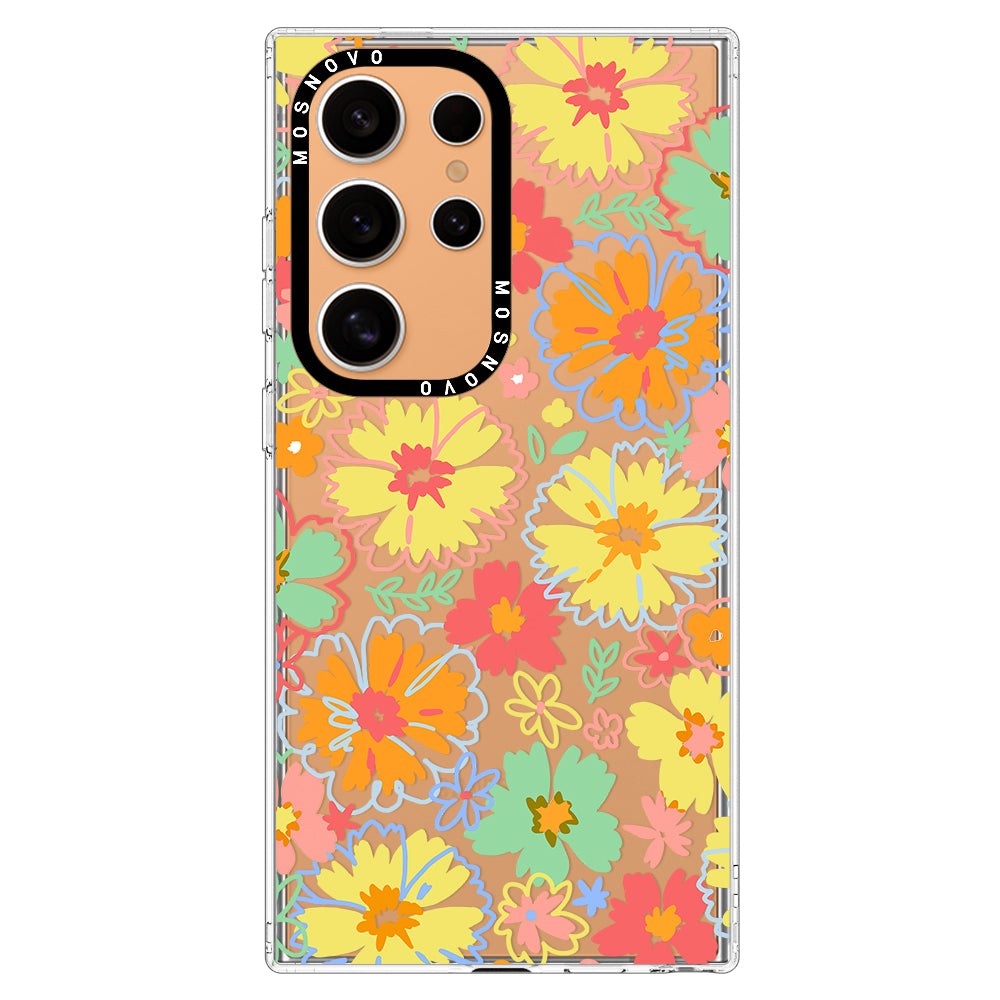 Retro Boho Hippie Flowers Phone Case - Samsung Galaxy S24 Ultra Case - MOSNOVO