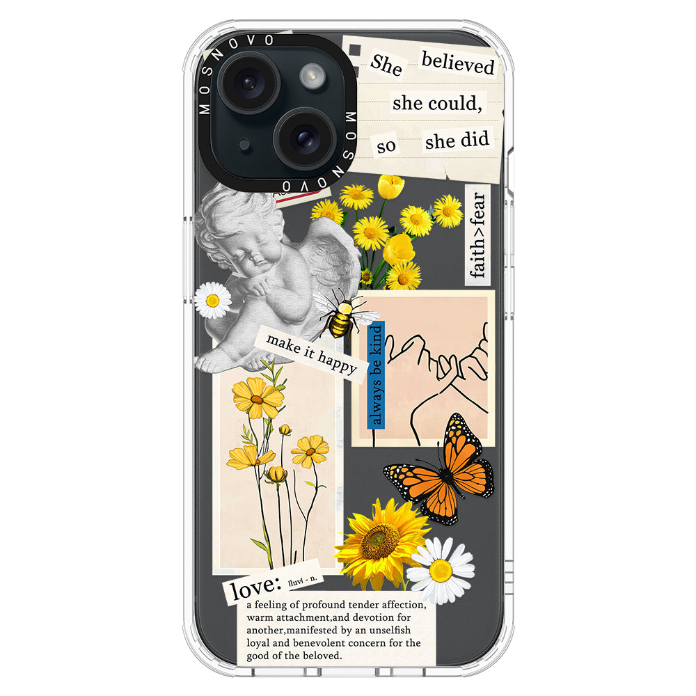 Vintage Collage Sunflower Butterfly Phone Case - iPhone 15 Plus Case - MOSNOVO