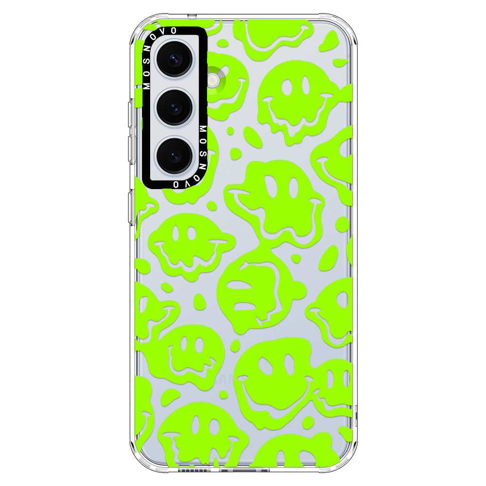 Distorted Green Smiles Face Phone Case - Samsung Galaxy S24 Plus Case - MOSNOVO