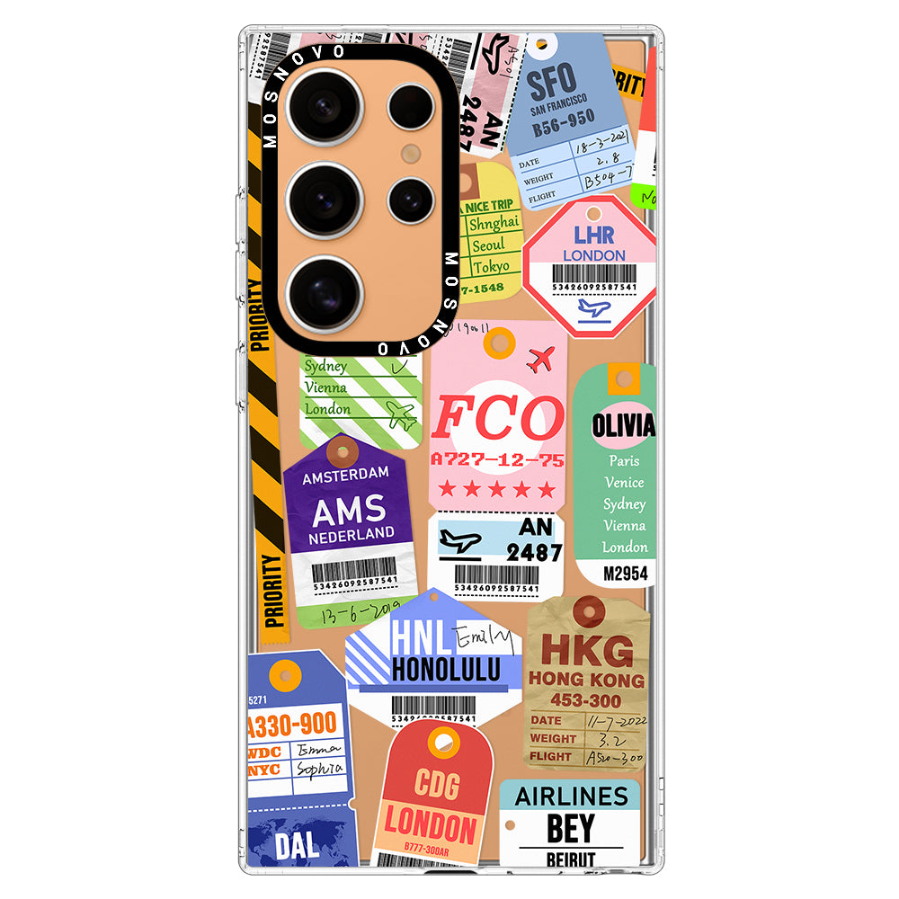Air Ticket Labels Phone Case - Samsung Galaxy S24 Ultra Case - MOSNOVO