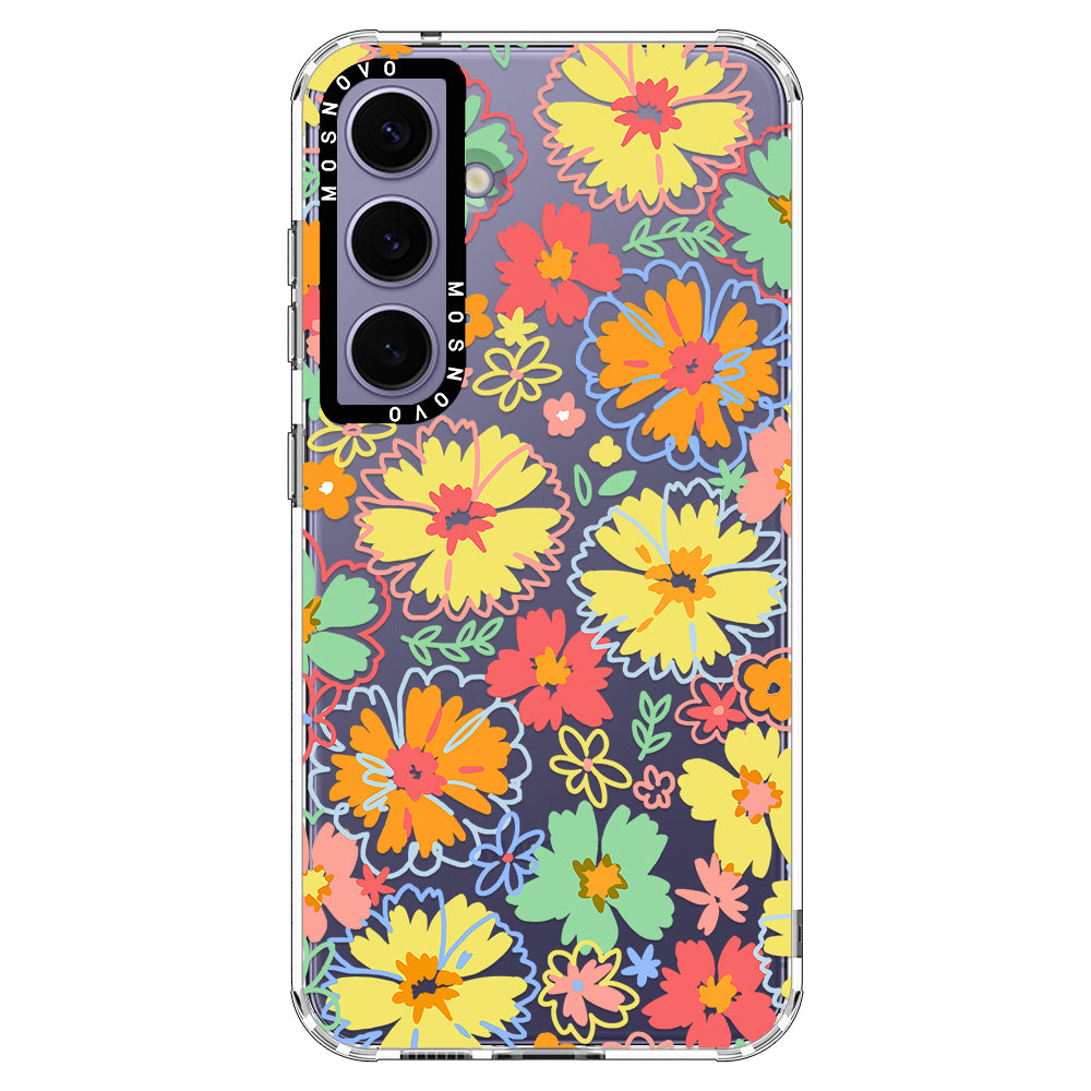 Retro Boho Hippie Flowers Phone Case - Samsung Galaxy S24 Case - MOSNOVO