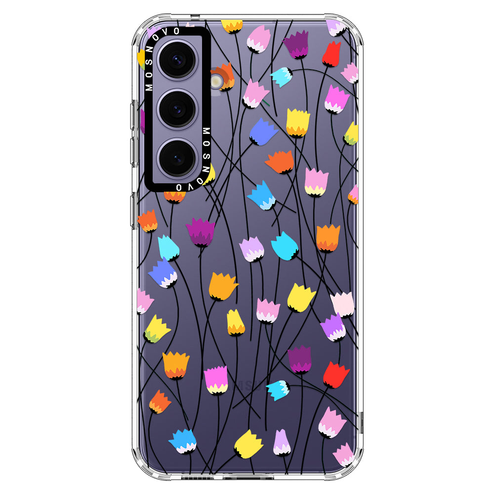 Rainbow Tulips Phone Case - Samsung Galaxy S24 Plus Case - MOSNOVO
