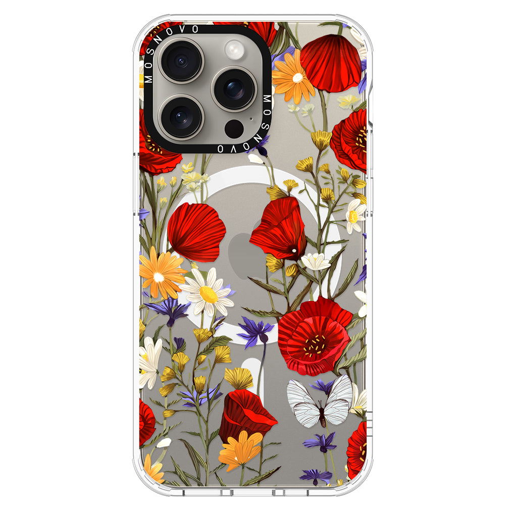 Poppy Floral Phone Case - iPhone 15 Pro Max Case - MOSNOVO