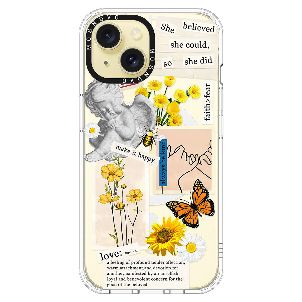 Vintage Collage Sunflower Butterfly Phone Case - iPhone 15 Plus Case - MOSNOVO