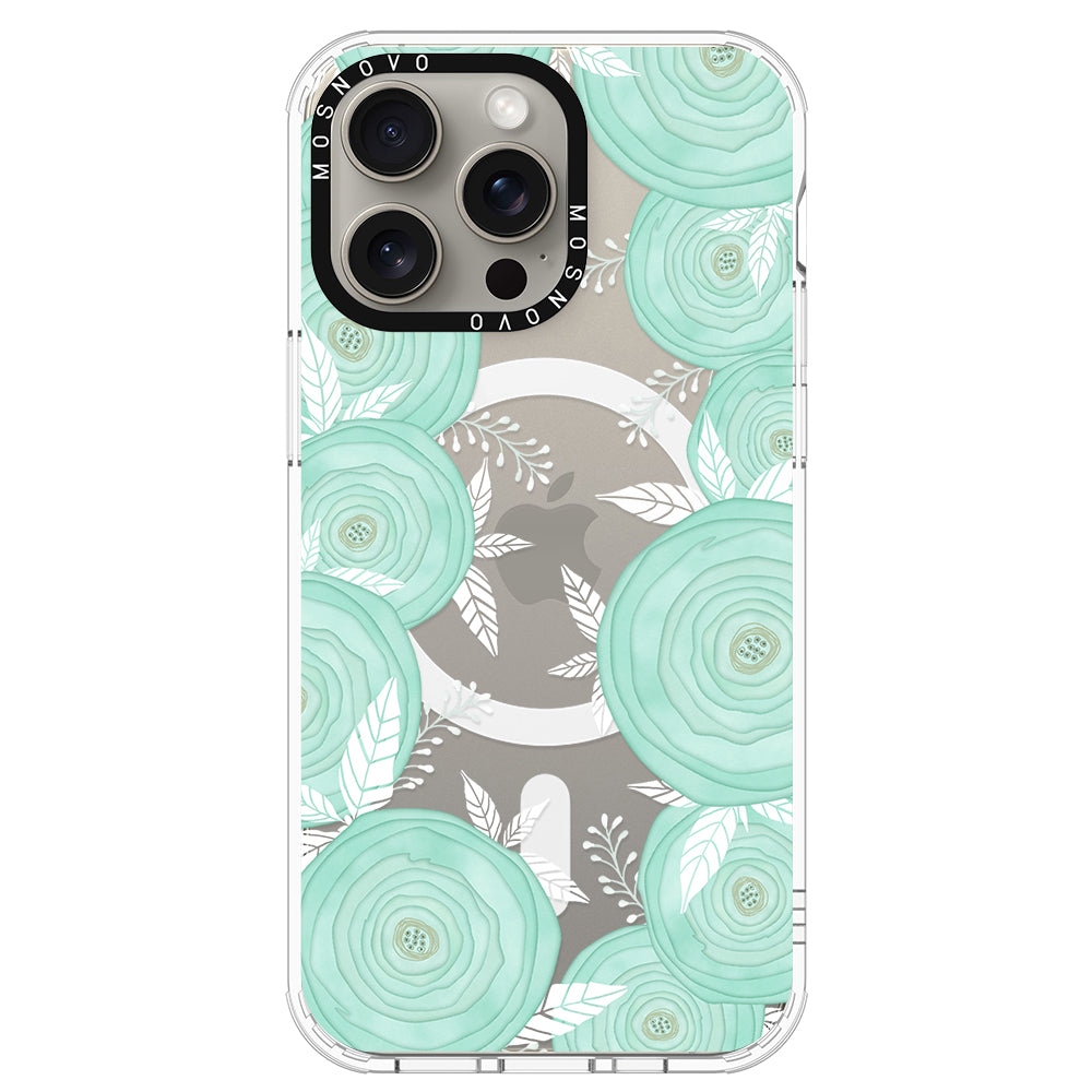 Mint Flower Phone Case - iPhone 15 Pro Max Case - MOSNOVO