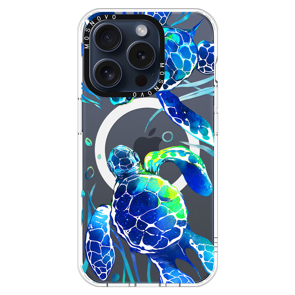 Blue Sea Turtle Phone Case - iPhone 15 Pro Case - MOSNOVO