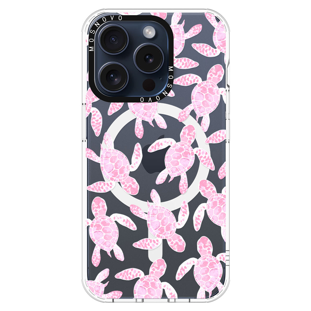 Pink Turtle Phone Case - iPhone 15 Pro Case - MOSNOVO