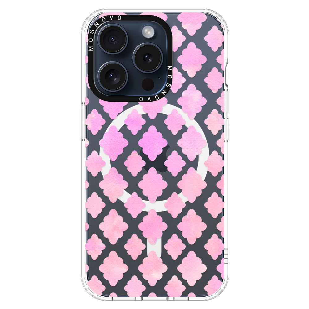 Pink Flower Diamond Phone Case - iPhone 15 Pro Case - MOSNOVO