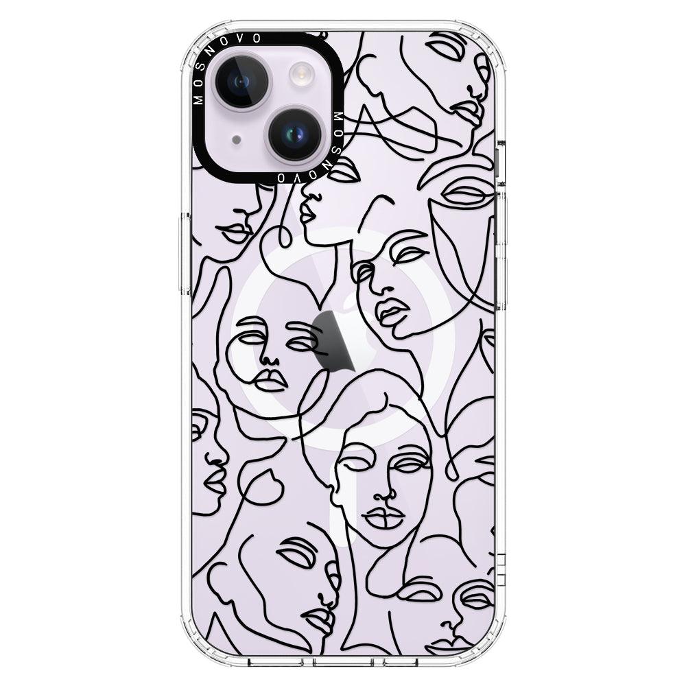 Abstract Face Line Art Phone Case - iPhone 14 Plus Case - MOSNOVO