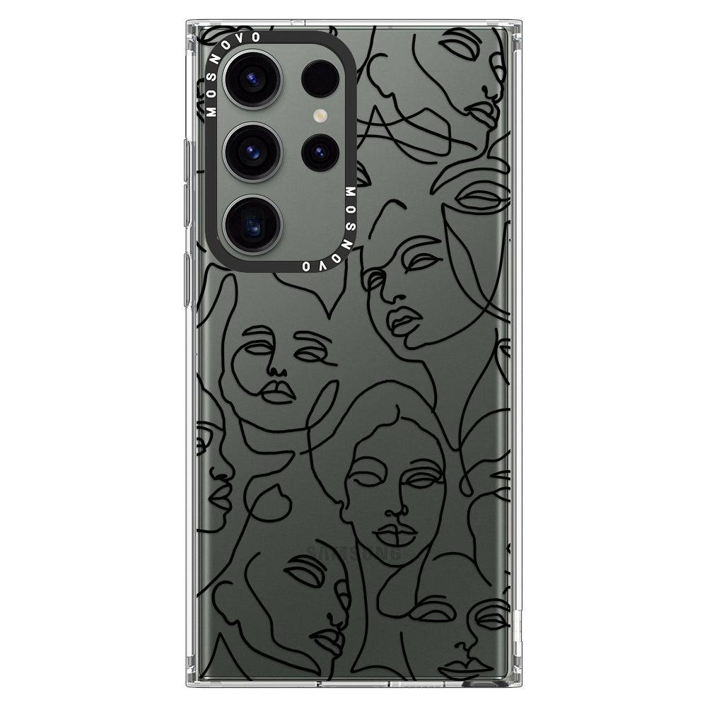 Abstract Face Line Art Phone Case - Samsung Galaxy S23 Ultra Case - MOSNOVO