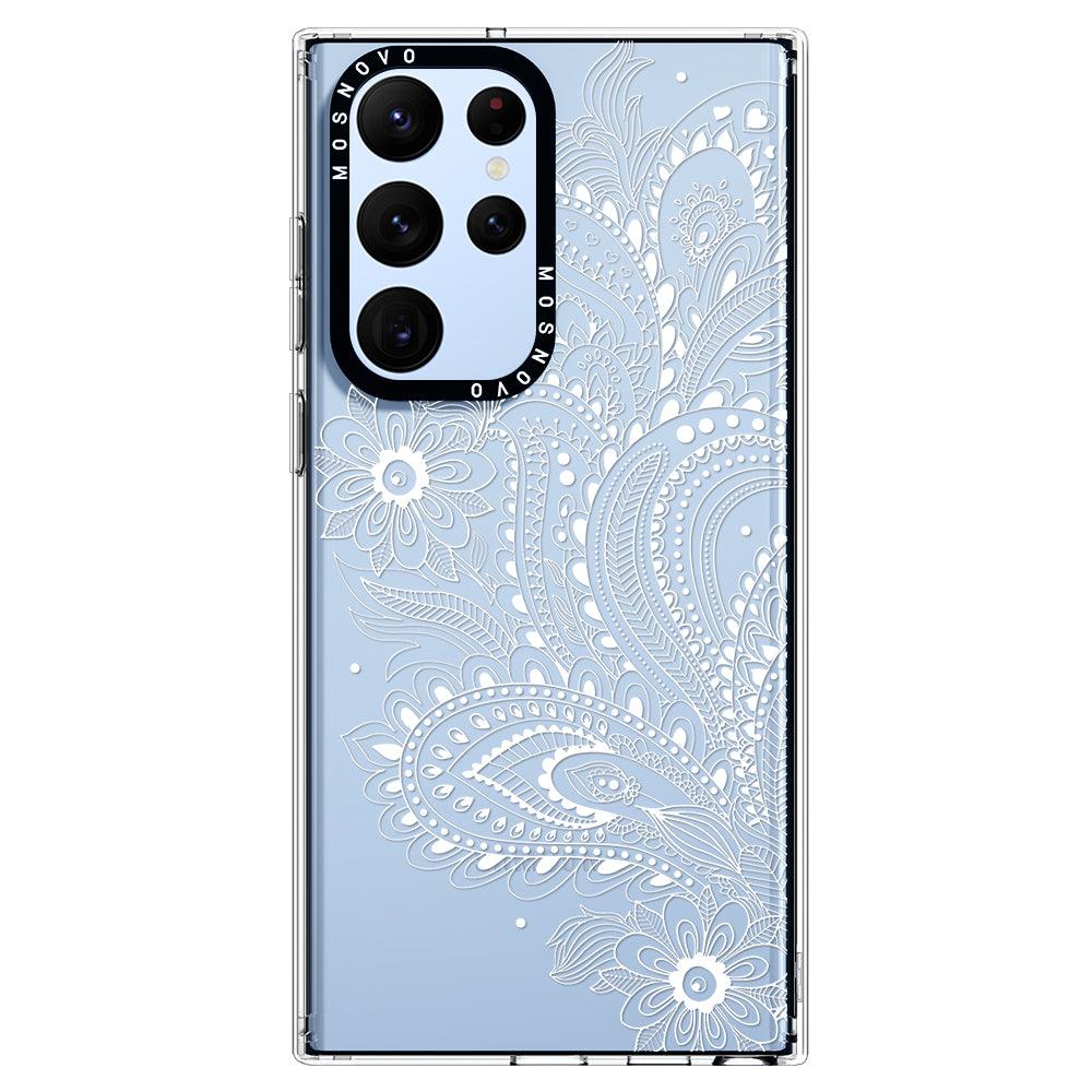 Aesthetic Flower Henna Phone Case - Samsung Galaxy S22 Ultra Case - MOSNOVO