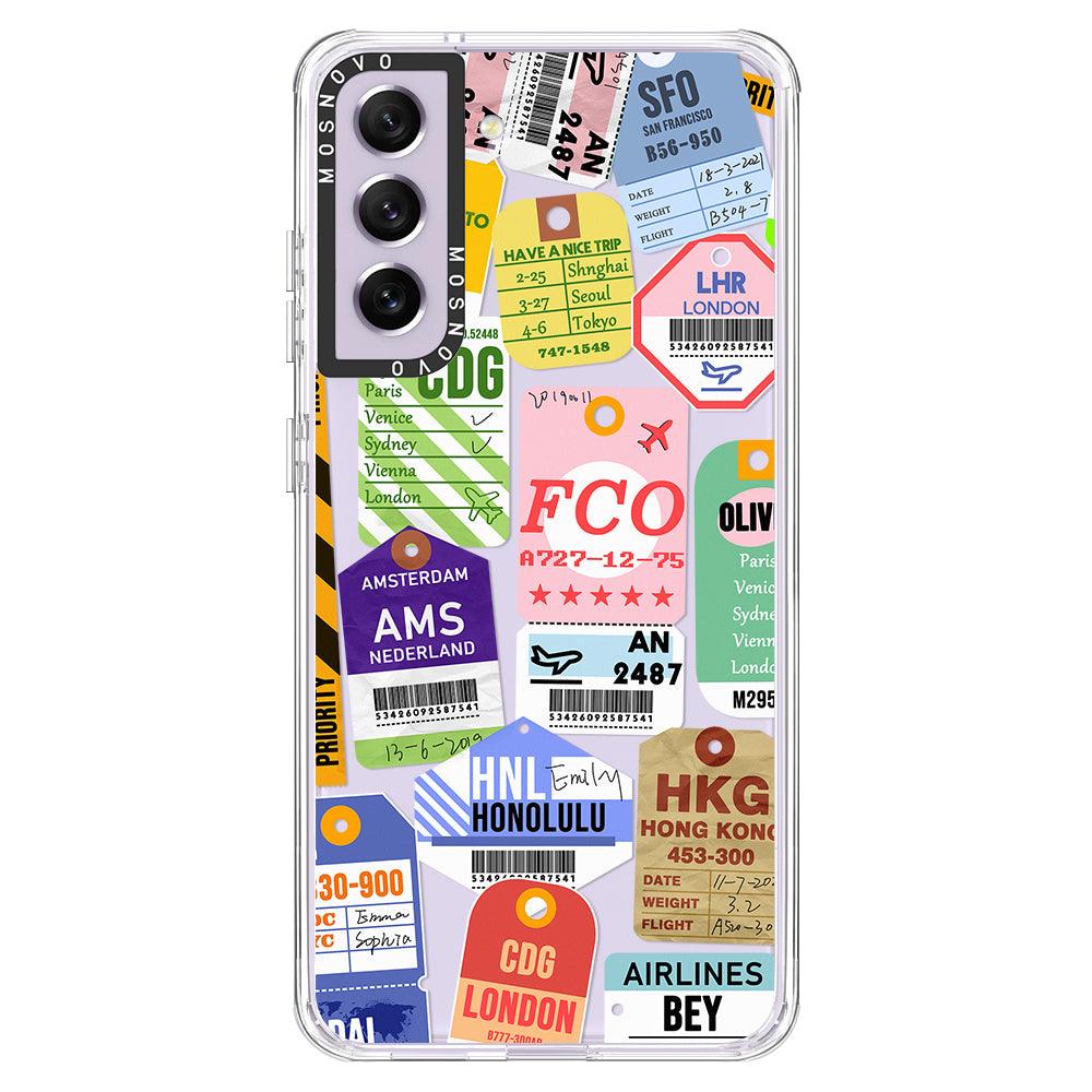 Air Ticket Labels Phone Case - Samsung Galaxy S21 FE Case - MOSNOVO