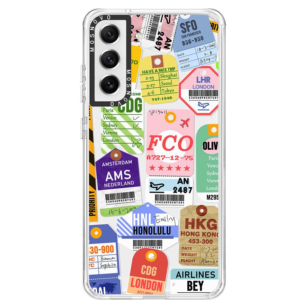 Air Ticket Labels Phone Case - Samsung Galaxy S21 FE Case - MOSNOVO