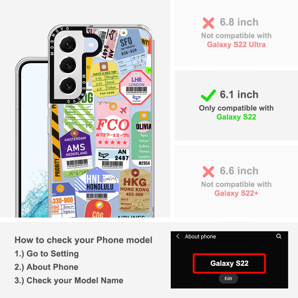 Air Ticket Labels Phone Case - Samsung Galaxy S22 Case - MOSNOVO