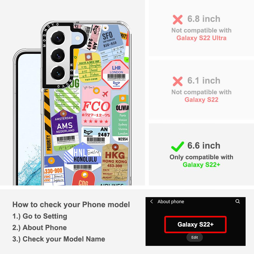 Air Ticket Labels Phone Case - Samsung Galaxy S22 Plus Case - MOSNOVO