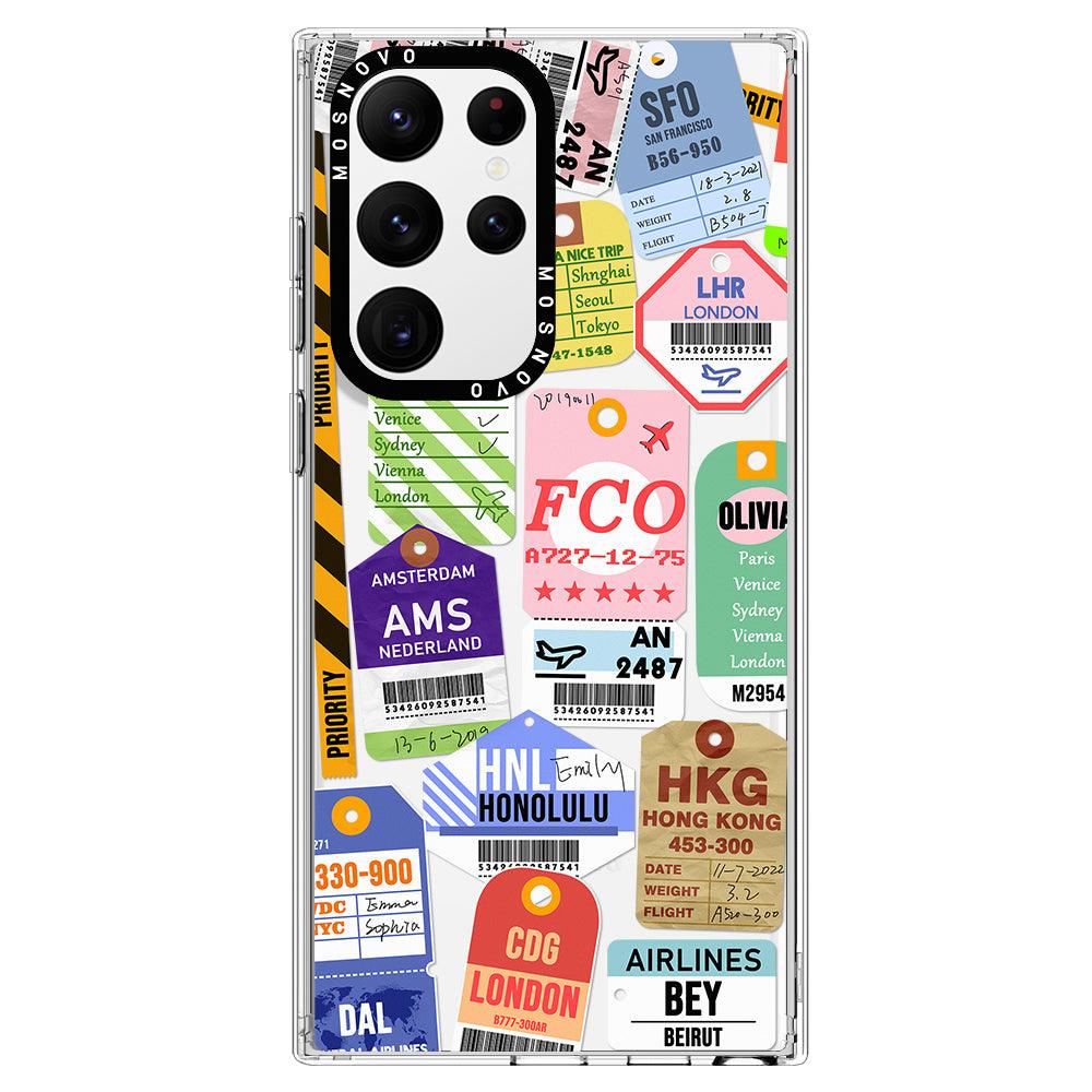 Air Ticket Labels Phone Case - Samsung Galaxy S22 Ultra Case - MOSNOVO