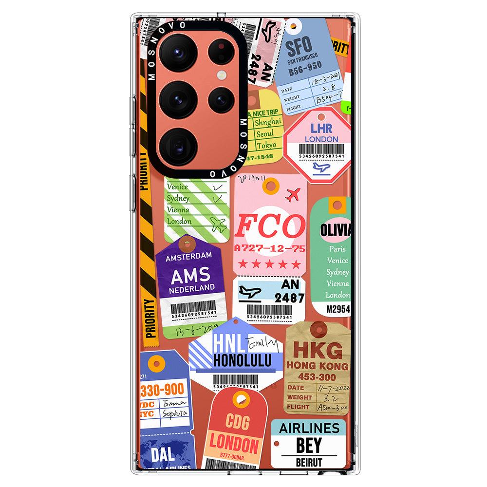 Air Ticket Labels Phone Case - Samsung Galaxy S22 Ultra Case - MOSNOVO