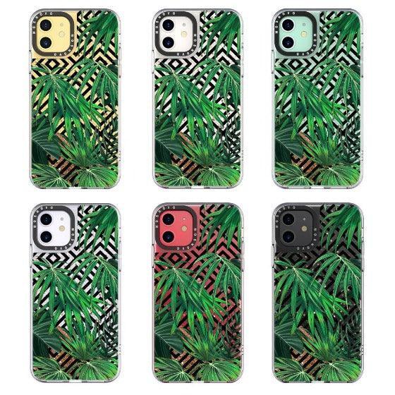Areca Palm Pattern Glitter Phone Case - iPhone 11 Case - MOSNOVO