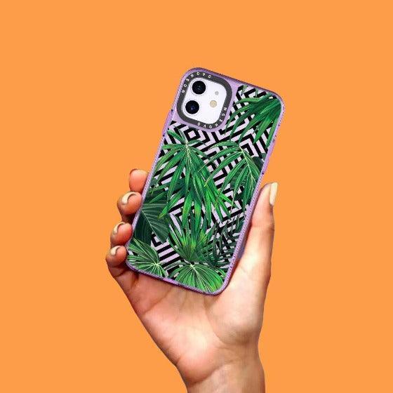 Areca Palm Pattern Glitter Phone Case - iPhone 11 Case - MOSNOVO