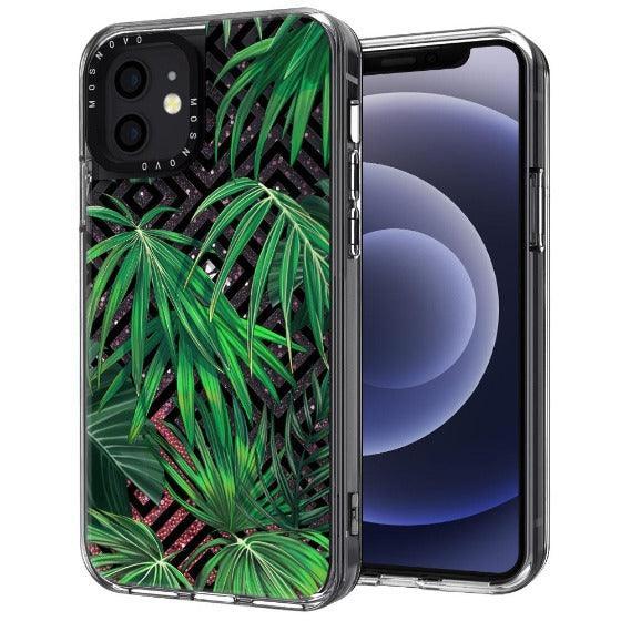 Areca Palm Pattern Glitter Phone Case - iPhone 12 Case - MOSNOVO