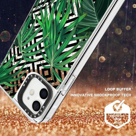 Areca Palm Pattern Glitter Phone Case - iPhone 12 Case - MOSNOVO