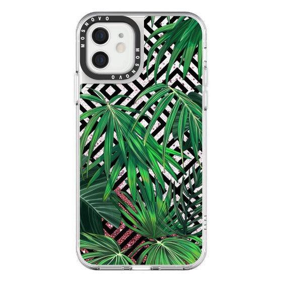 Areca Palm Pattern Glitter Phone Case - iPhone 12 Mini Case - MOSNOVO