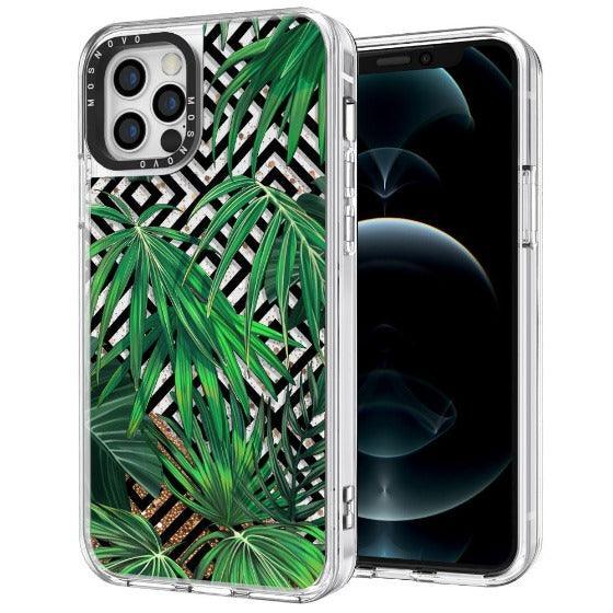 Areca Palm Pattern Glitter Phone Case - iPhone 12 Pro Case - MOSNOVO