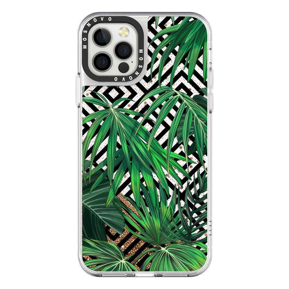Areca Palm Pattern Glitter Phone Case - iPhone 12 Pro Max Case - MOSNOVO