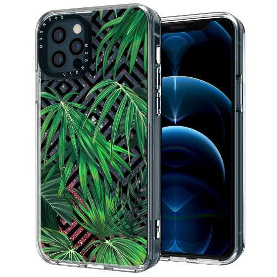 Areca Palm Pattern Glitter Phone Case - iPhone 12 Pro Max Case - MOSNOVO
