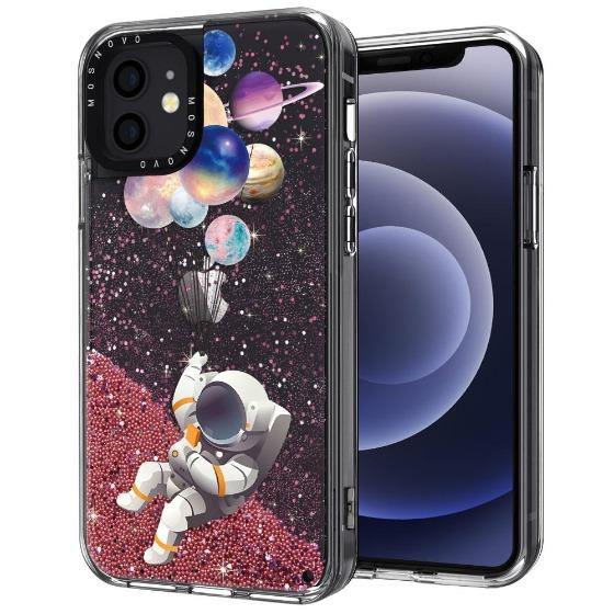 Astronaut Planet Glitter Phone Case - iPhone 12 Mini Case