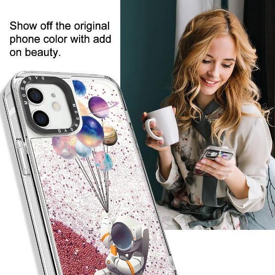 Astronaut Planet Glitter Phone Case - iPhone 12 Mini Case