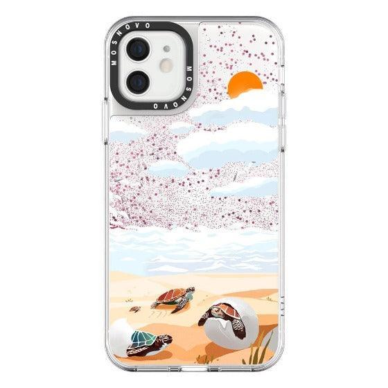 Baby Tortoise Glitter Phone Case - iPhone 12 Mini Case - MOSNOVO