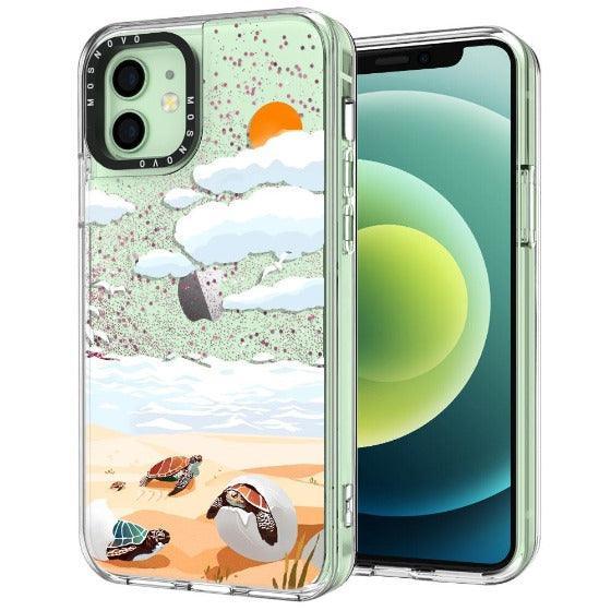 Baby Tortoise Glitter Phone Case - iPhone 12 Mini Case - MOSNOVO